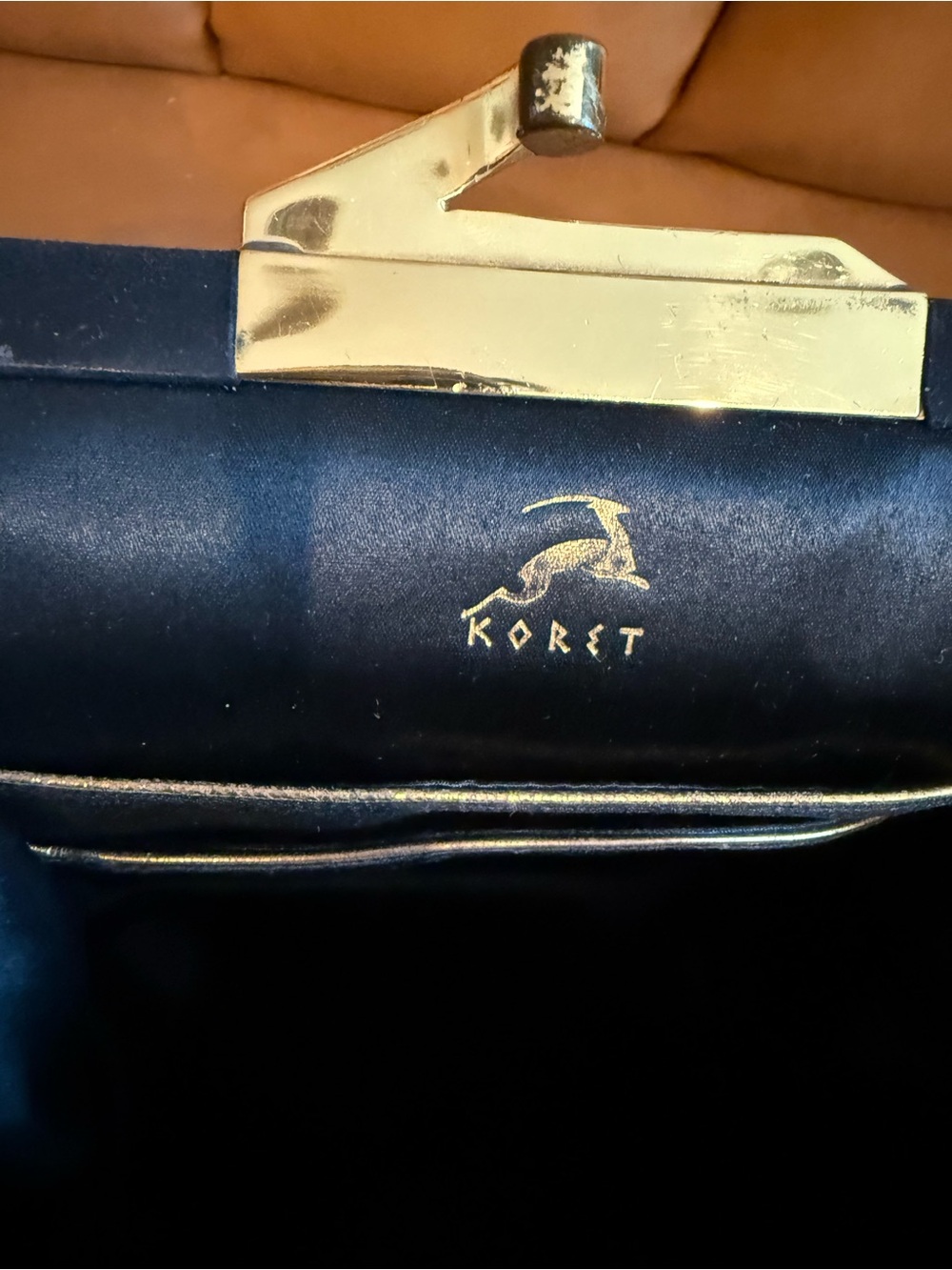 Koret Black Suede Top-Handle Satchel with Gold Clasp - Picture 4 of 8